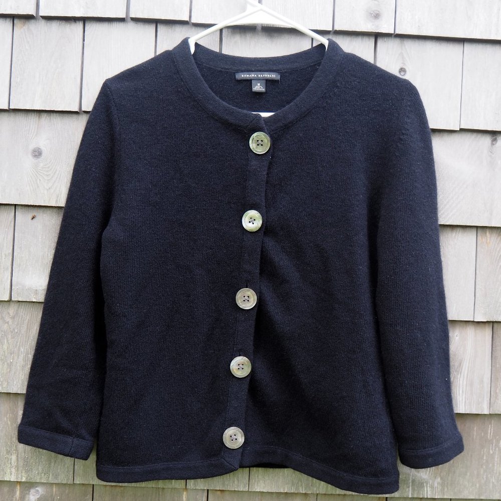 Banana Republic, Angora/Wool, Black, Medium Cardigan